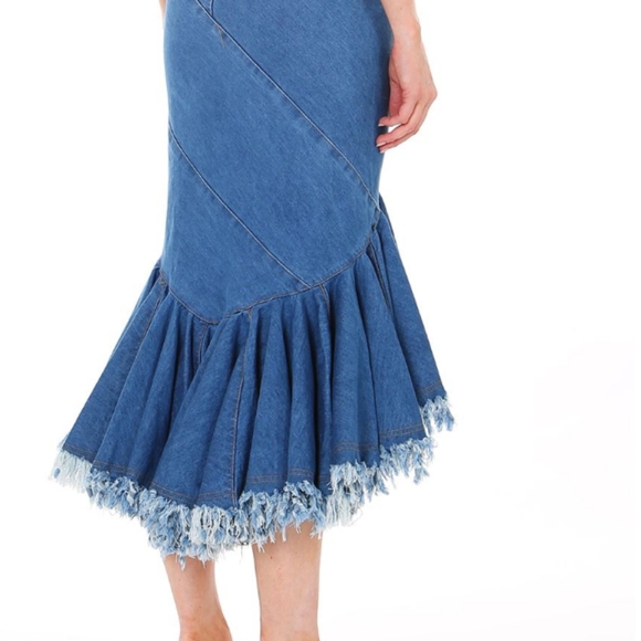 Beulah Style Mermaid Denim Skirt - Picture 2 of 5